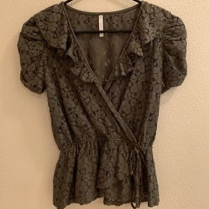 Olive Lace Top